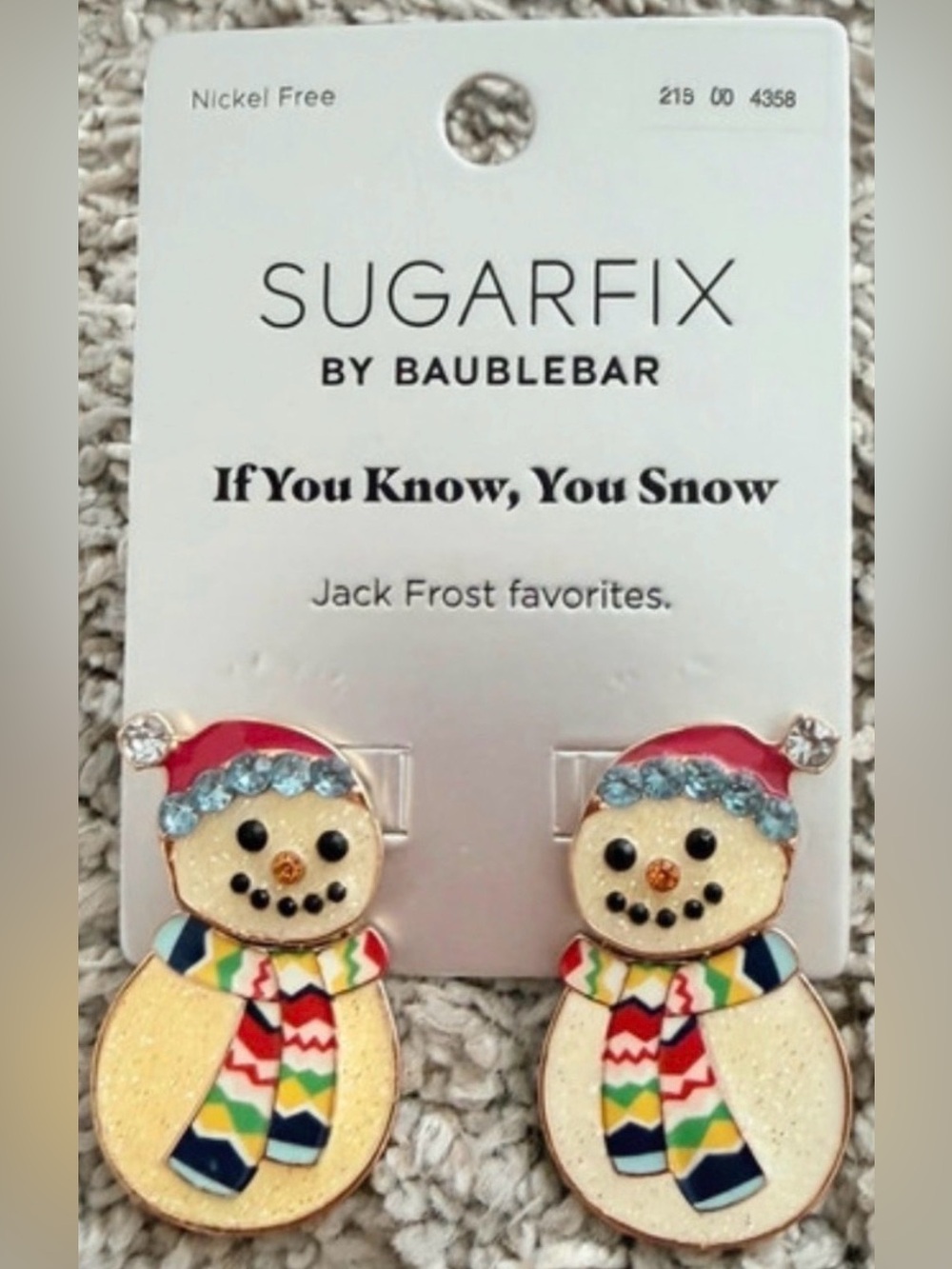 BAUBLEBAR Christmas Holiday Crystal-Studded Colorful Snowman Earrings NEW NWT